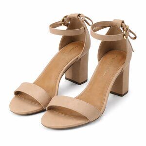 Report Payson Nude Ankle-Strap Block Heel Sandals, Size 8